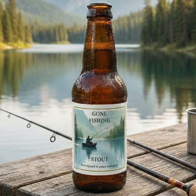 Gone Fishing Stout Bee Label Bierflaschenetikett (Von Creator hochgeladen)