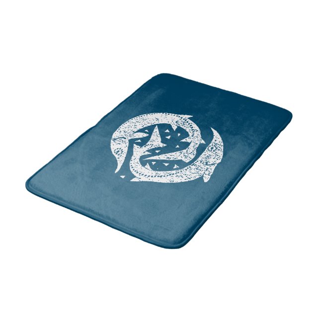 GONE FISHING STURGEON WOODCUT ART BADEMATTE (Schrägansicht)