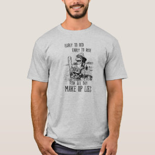 Gone Fishing Vintage Früh ins Bett Lügen erfinden T-Shirt