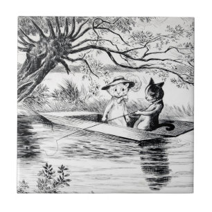 Gone Fishing with Lover, Louis Wain Fliese