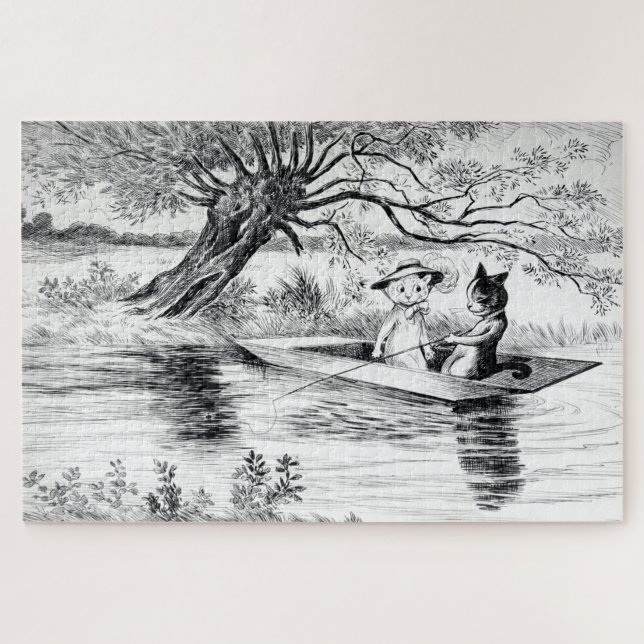 Gone Fishing with Lover, Louis Wain Puzzle (Horizontal)
