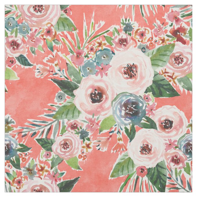 GONE FLORAL Coral Rose Print Stoff (Muster)