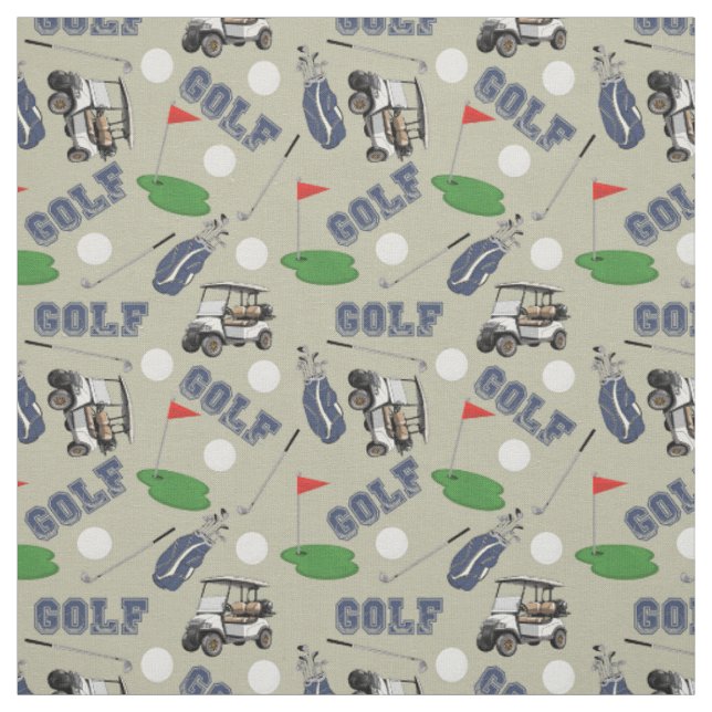 Gone Golfing auf Beige Stoff (Muster)
