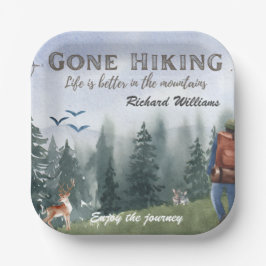 Gone Hiking Life is Better Mountains Hiker Deer  Pappteller