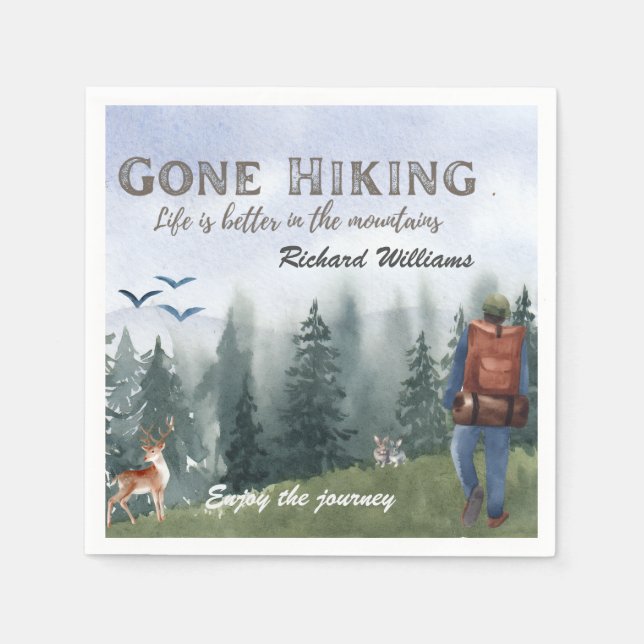 Gone Hiking Life is Better Mountains Hiker Deer  Serviette (Vorderseite)