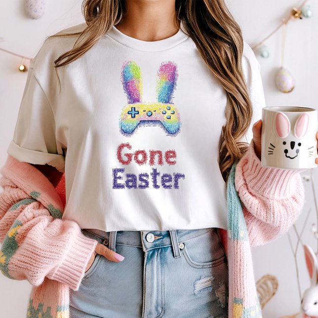 Gone Oaster Gaming T-Shirt; Pixel Art Bunny Gamer T-Shirt (Von Creator hochgeladen)
