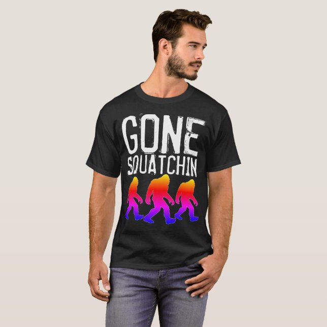 GONE SQUATCHIN BIGFOOT Funny T - Shirt, Black T-Shirt (Vorne ganz)