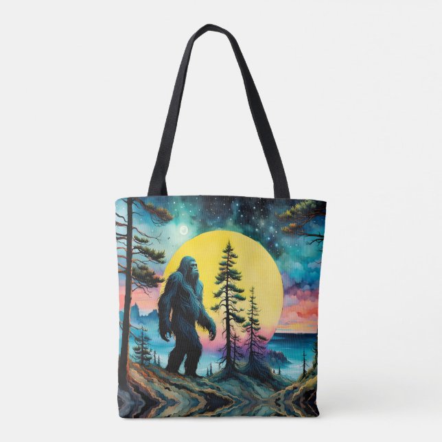 Gone Squatchin' farbenfrohe Sasquatch Landschaft (Rückseite)