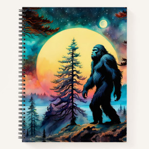 Gone Squatchin' farbenfrohe Sasquatch Landschaft Notizbuch