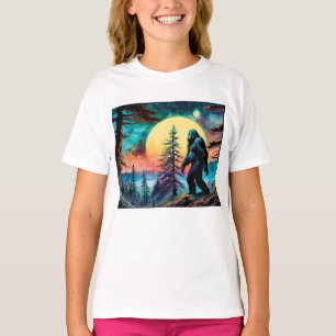 Gone Squatchin' farbenfrohe Sasquatch Vollmond T-Shirt