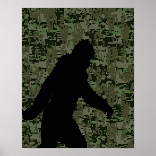 Gone Squatchin For on Olive Digital Camouflage Poster (Vorne)