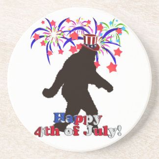 Gone Squatchin für den 4. Juli (Text & Fireworks) Sandstein Untersetzer