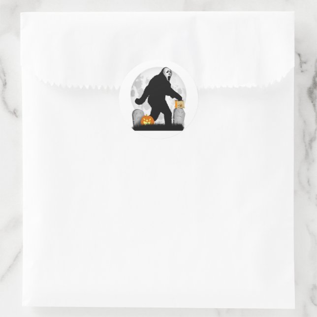 Gone Squatchin' Halloween Runder Aufkleber (Tasche)