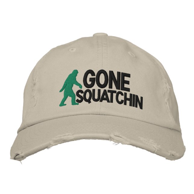 Gone Squatchin mit dem Logo des großen Fußes Bestickte Kappe (Vorderseite)