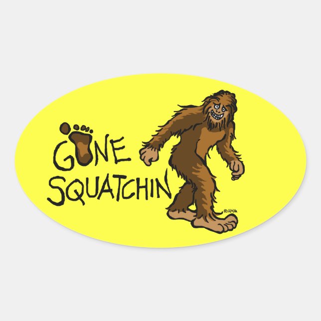 Gone Squatchin Ovaler Aufkleber (Vorderseite)