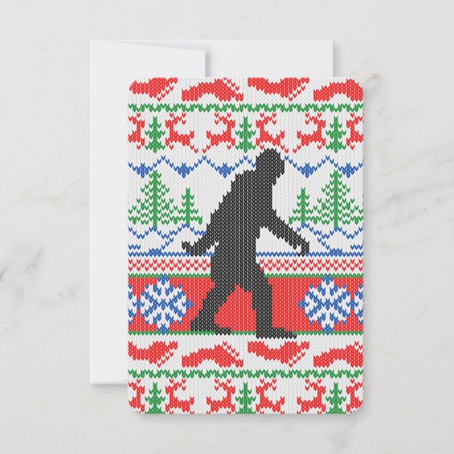 Gone Squatchin Ugly Christmas Sweater Strick Style Einladung (Vorderseite)