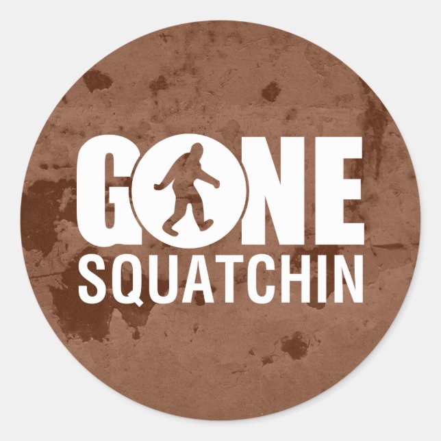 Gone Squatchin Vintag Runder Aufkleber (Vorderseite)