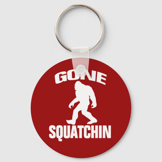 Gone Squatchin - weiß und rot Schlüsselanhänger (Vorderseite)