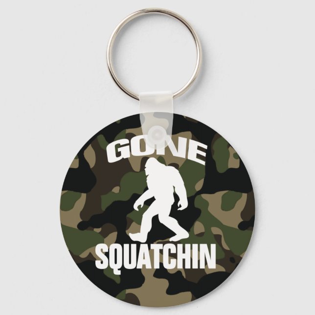 Gone Squatchin weiße Logo mit Camouflage Hintergru Schlüsselanhänger (Vorderseite)