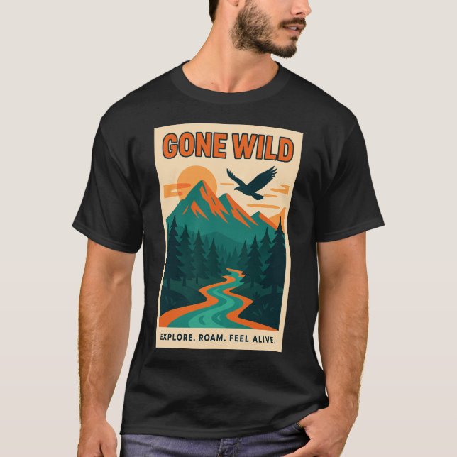 Gone Wild | Retro Mountain Adventure T-Shirt (Vorderseite)