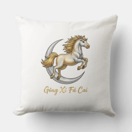 Gōng Xǐ Fā Cái 2026 Golden Horse Moon Lucky Throw Kissen