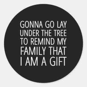Gonna geht unter den Baum, um meine Familie zu eri Runder Aufkleber