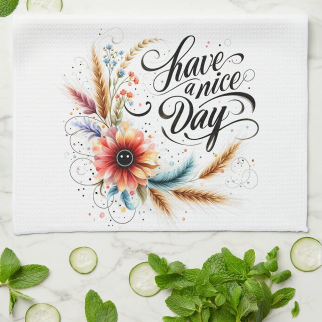 Gönnen Sie sich einen schönen Blumentag Geschirrtuch (Gefaltet)