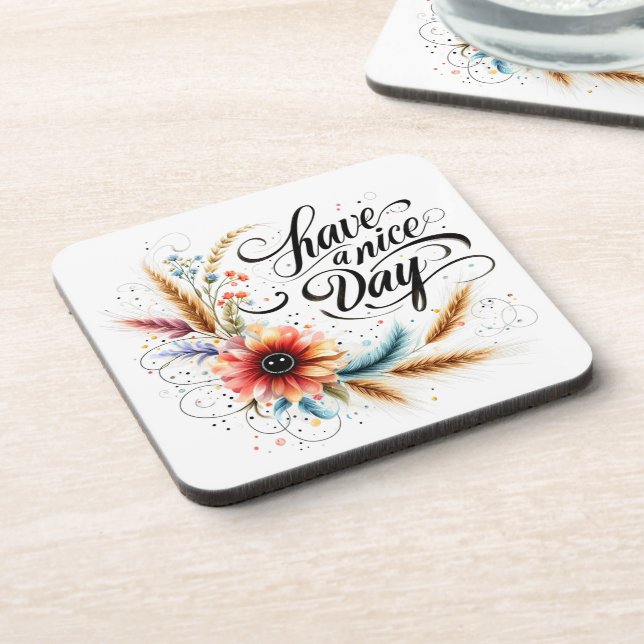 Gönnen Sie sich einen schönen Blumentag Getränkeuntersetzer (Linke Seite)