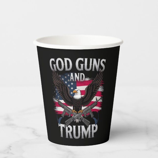 Gonnenfeuer und Trump rütteln die amerikanische Fl Pappbecher (Vorderseite)