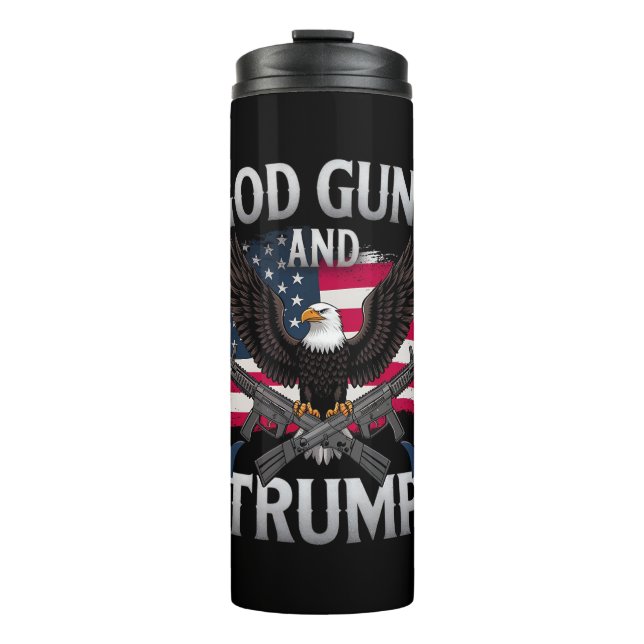 Gonnenfeuer und Trump rütteln die amerikanische Fl Thermosbecher (Vorderseite)