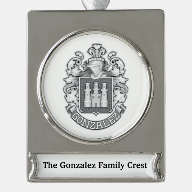 Gonzalez Family Crest  Banner-Ornament Silber (Vorderseite)