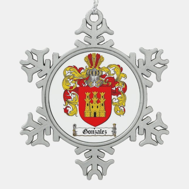  Gonzalez Family Crest Schneeflocken Zinn-Ornament (Vorderseite)