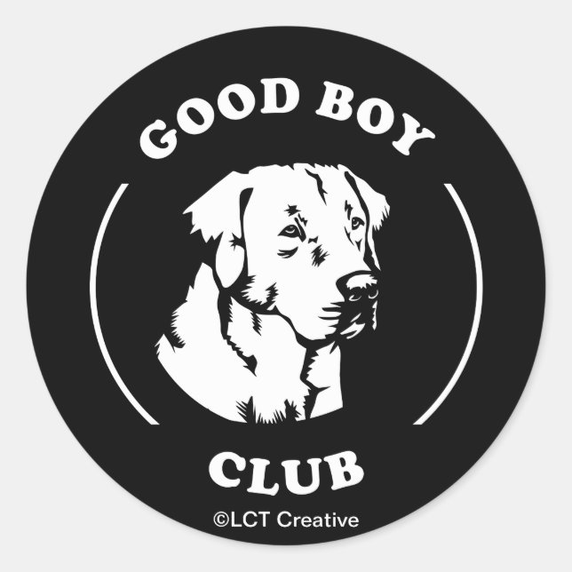 Good Boy Club Runder Aufkleber (Vorderseite)