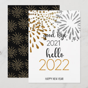 Good Bye 2021 Hallo 2022 Feuerwerkskörper Feiertagskarte