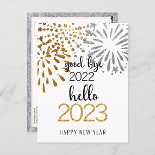 Good Bye 2022 Hello 2023 Business Festive Firework Postkarte