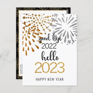Good Bye 2022 Hello 2023 Business Festive Firework Postkarte