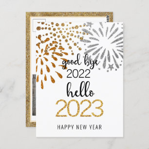 Good Bye 2022 Hello 2023 Business Festive Firework Postkarte