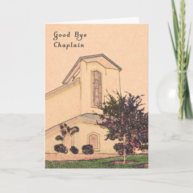 Good Bye Chaplain Card mit Sepia Church Karte (Vorderseite)