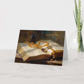 Good Bye Priest Card with Rosary and Book Karte