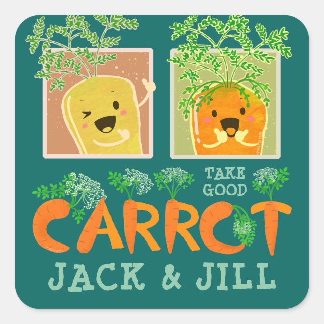 Good Carrot Jack & Jill | Motivierend Puppe Quadratischer Aufkleber (Vorderseite)