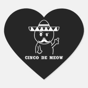 Good Cinco De Meow Cat Boys Happy Cinco De Mayo Herz-Aufkleber