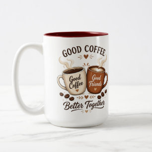 Good Coffee Good Friends mit zwei Kaffeetassen