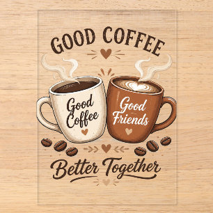Good Coffee Good Friends mit zwei Kaffeetassen Acryleinladungen