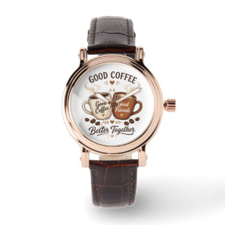 Good Coffee Good Friends mit zwei Kaffeetassen Armbanduhr