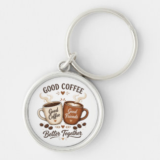 Good Coffee Good Friends mit zwei Kaffeetassen Schlüsselanhänger