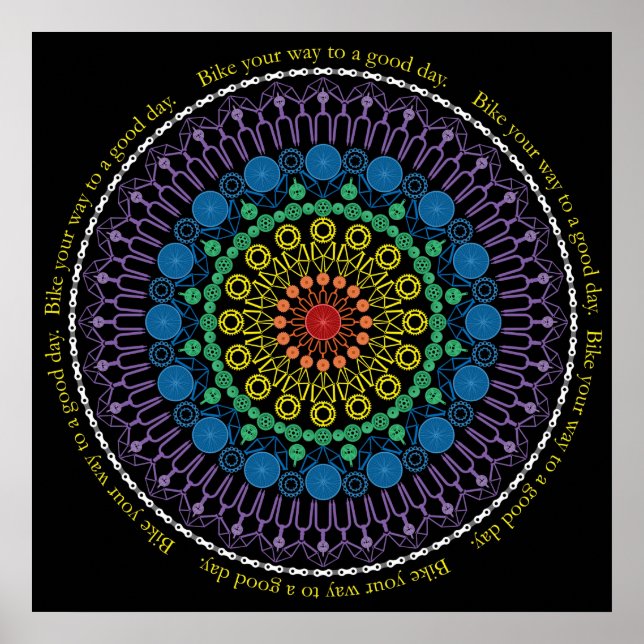 Good Day Bike Mandala mit Circle Text Poster (Vorne)