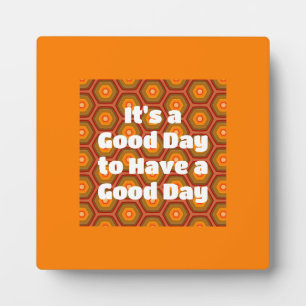 Good Day Orange Hexagon Muster Boho Plaque Fotoplatte