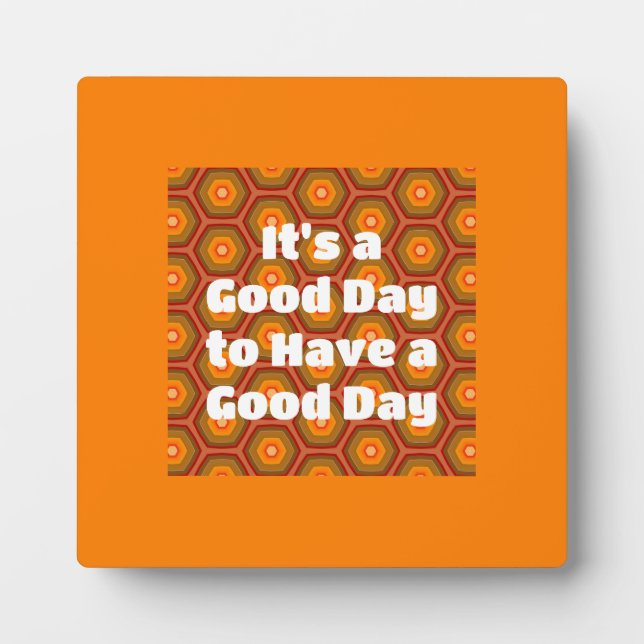 Good Day Orange Hexagon Muster Boho Plaque Fotoplatte (Vorderseite)