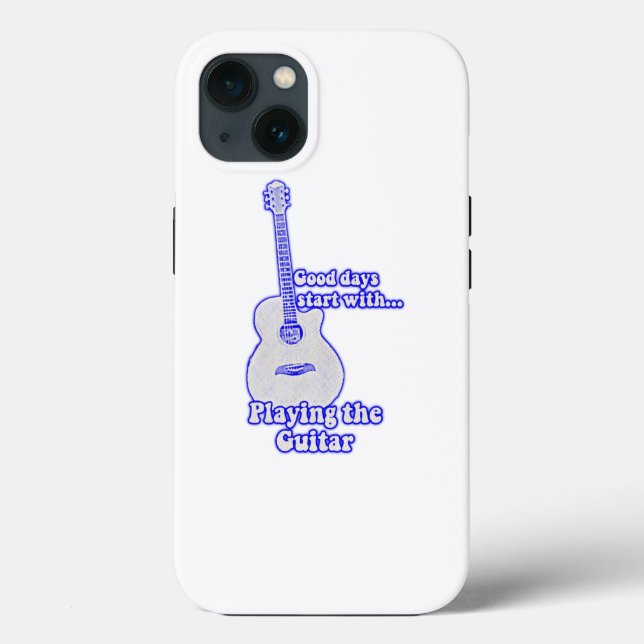 Good days start with playing the guitar. blue Case-Mate iPhone hülle (Rückseite)
