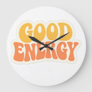 GOOD ENERGY Retro Wellentext – Große Uhr